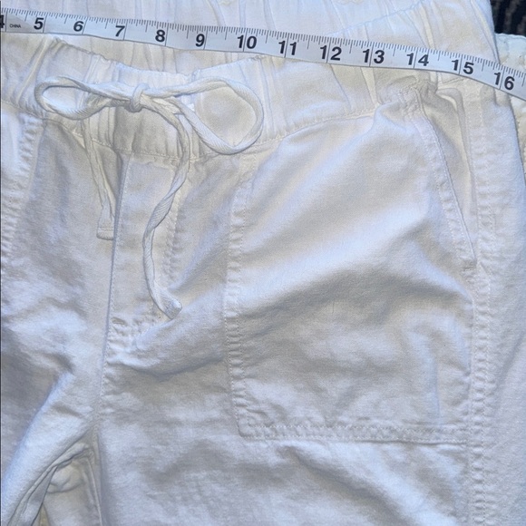 Caslon White Relaxed Linen Blend Drawstring Waist Pants Wide Leg Resortwear Sz M - Picture 8 of 14
